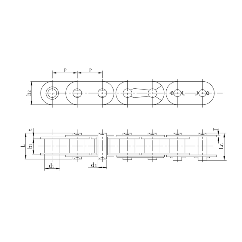 Cadenas de rodillos con placa lateral recta (serie A)