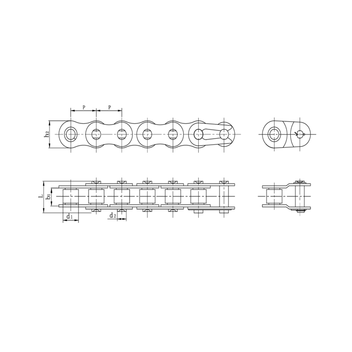 Cadenas de rodillos de precisión de paso corto de acero inoxidable