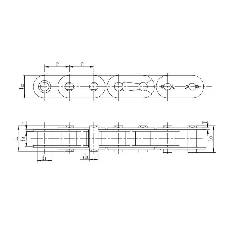 Cadenas de rodillos con placa lateral recta (serie B)