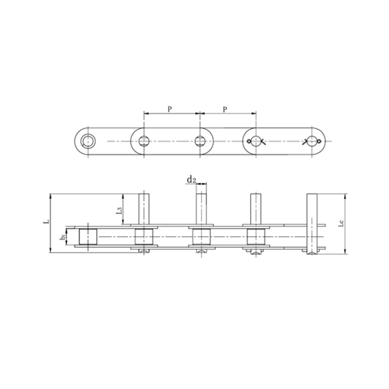 Cadenas transportadoras de doble paso con pasadores extendidos